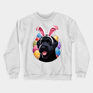 Black Russian Terrier Celebrates Easter with Bunny Ears Crewneck Sweatshirt